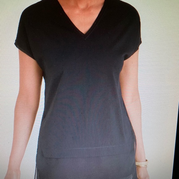 Chico's Tops - CHICOS CHIFFON TRIM TEE SIZE S BLACK NWT!